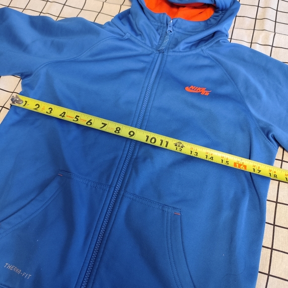 Nike SB Hoodie Boys Large Blue Orange Swoosh Logo Full Zip Sweatshirt - Picture 2 of 10